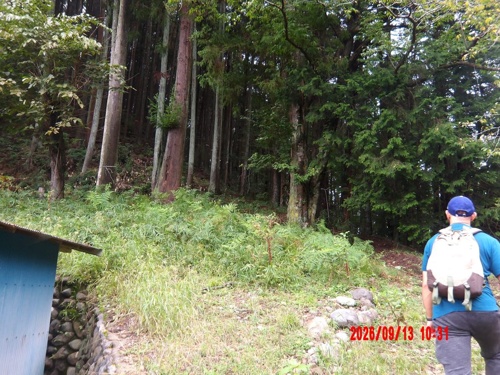 Grassy staircase entrace to the trail up Mitakesan